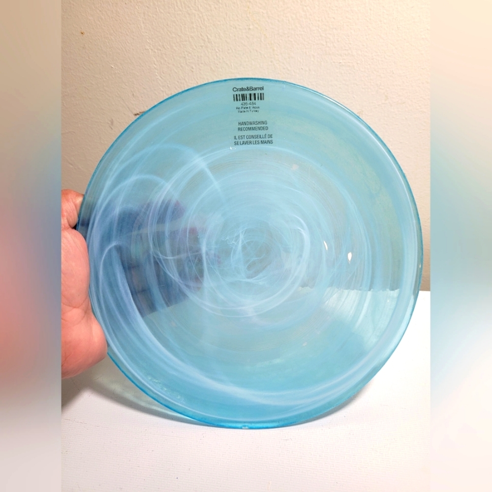 Art glass Swirl Blueand white Crate and Barrel Salad plate